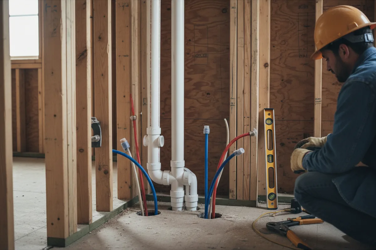 Drain and supply rough-in during Garbage Disposal Repair in Dow
